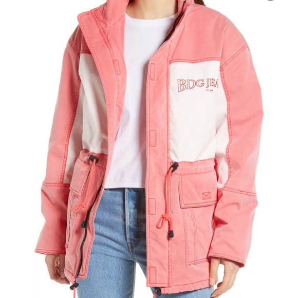 New! Urban Outfitters BDG Colorblock Pink White Zippered Jacket Winston Mediim - Picture 1 of 5
